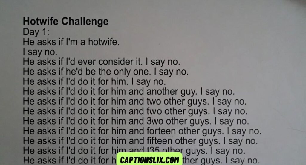 Hotwife Challenge Captions